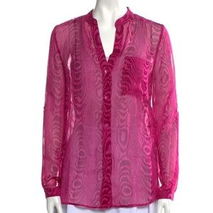 Diane Von Furstenberg SILK button down in bright pink size 4